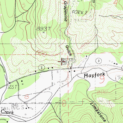 Topographic Map of Grapevine Gulch, CA