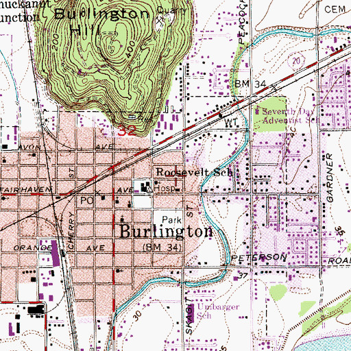 Topographic Map of Homeplace Special Care Center at Burlington, WA