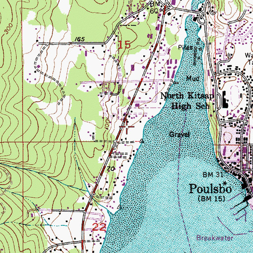 Topographic Map of Liberty Shores Assisted Living Facility, WA