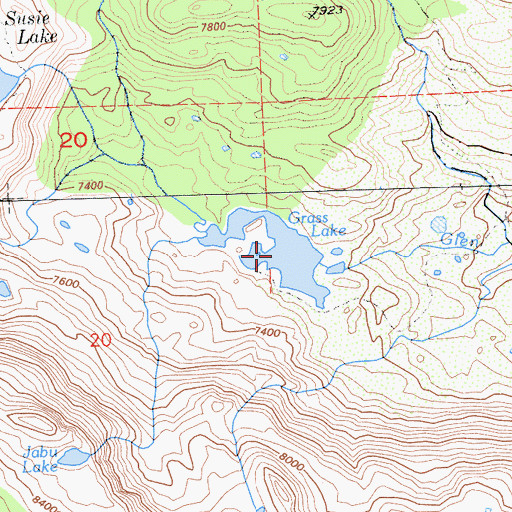 Topographic Map of Grass Lake, CA