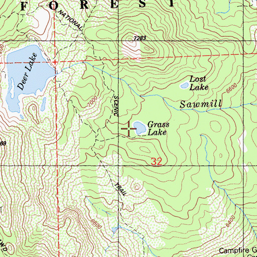 Topographic Map of Grass Lake, CA