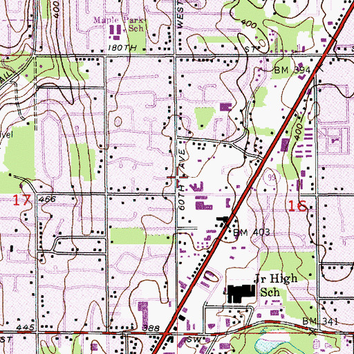 Topographic Map of Sunrise of Lynnwood Senior Living Center, WA