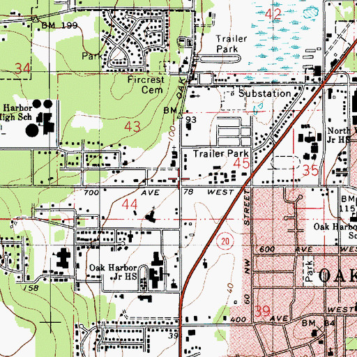 Topographic Map of Harbor Tower Village, WA