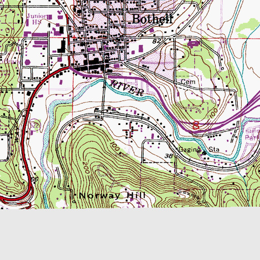 Topographic Map of Vineyard Park at Bothell Landing, WA