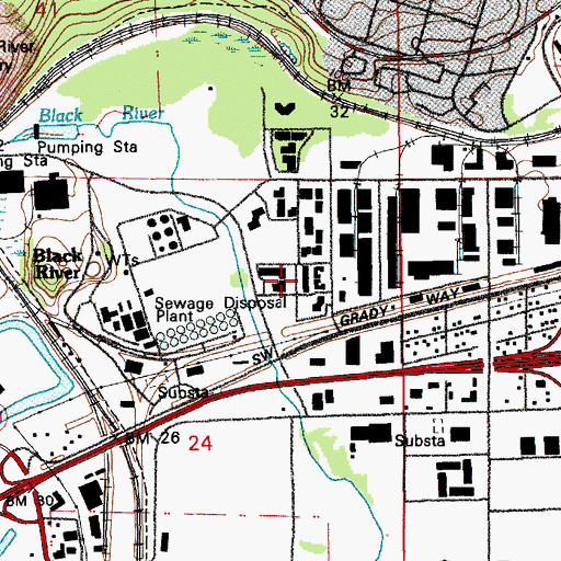 Topographic Map of Healthpoint Medical Center Administrative Office, WA