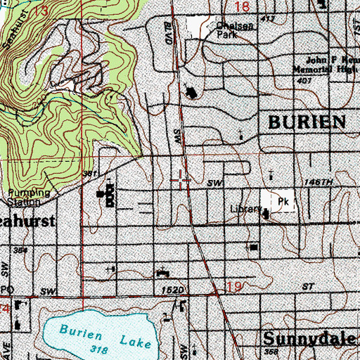 Topographic Map of Sea Mar Burien Medical Clinic, WA