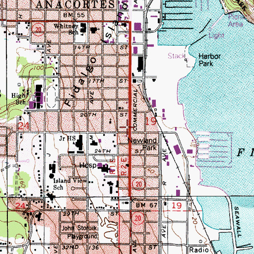 Topographic Map of San Juan Rehabilitation and Care Center, WA