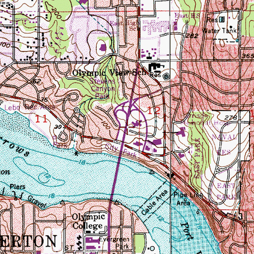Topographic Map of Bremerton Health and Rehabilitation Center, WA