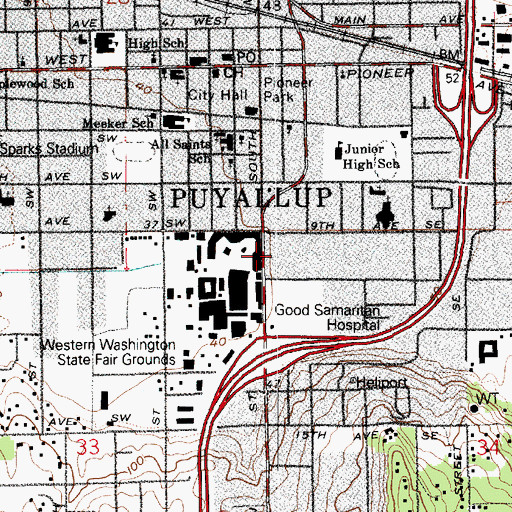 Topographic Map of Regency at Puyallup Rehabilitation Center, WA