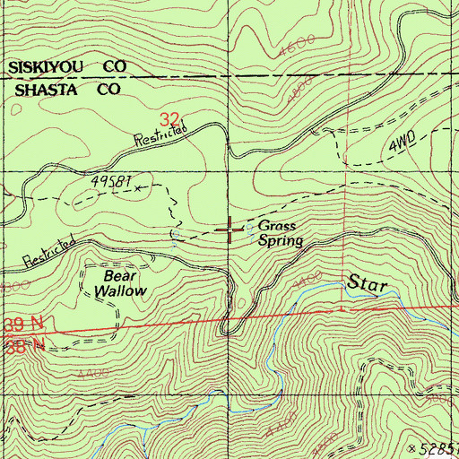 Topographic Map of Grass Spring, CA