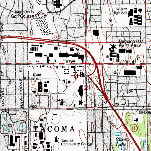 Topographic Map of Bel Air Rehabilitation and Specialty Care Center, WA