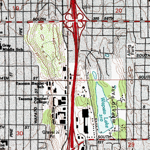 Topographic Map of Evergreen Tacoma Health and Rehabilitation Center, WA