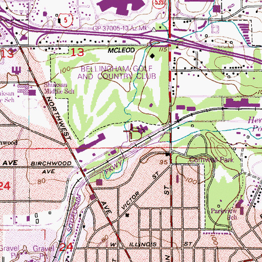Topographic Map of Bellingham Health Care and Rehabilitation Services, WA