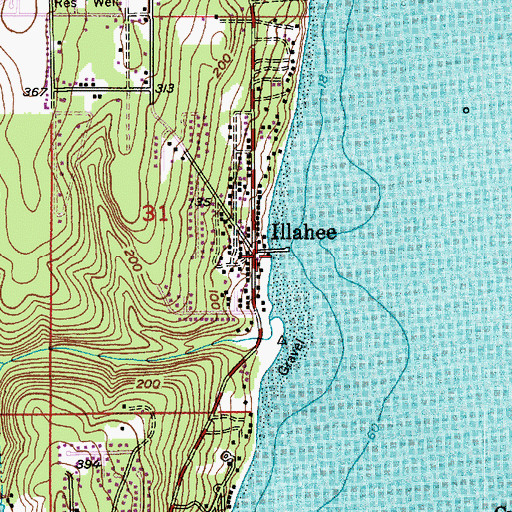 Topographic Map of Illahee Dock, WA