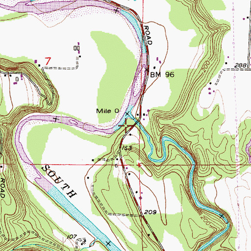 Topographic Map of Jordan Road Bridge, WA