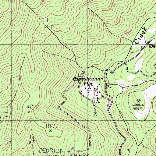 Topographic Map of Grasshopper Flat, CA