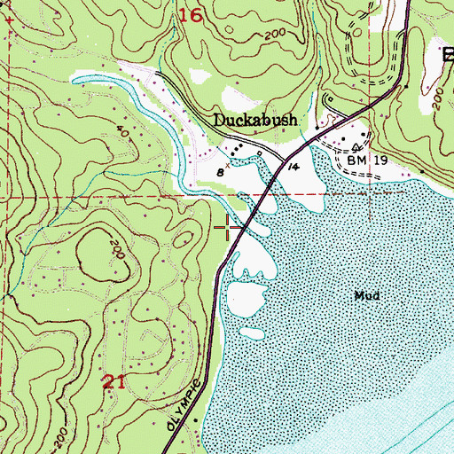 Topographic Map of Duckabush River Bridge, WA