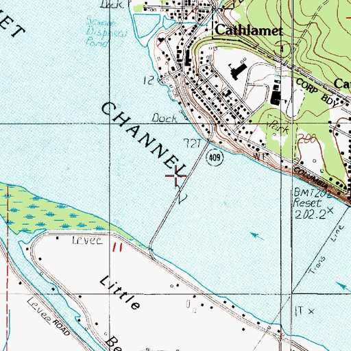 Topographic Map of Puget Island Bridge, WA