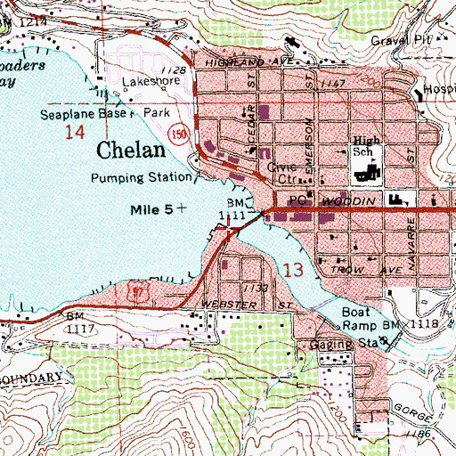 Topographic Map of Woodin Avenue Bridge, WA