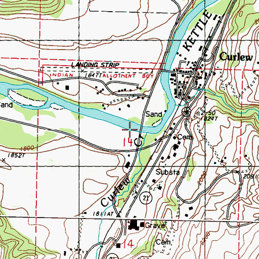 Topographic Map of Kettle River Bridge, WA