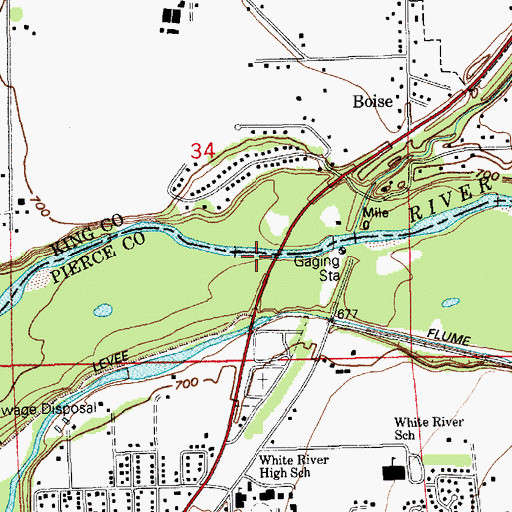Topographic Map of White River Bridge, WA