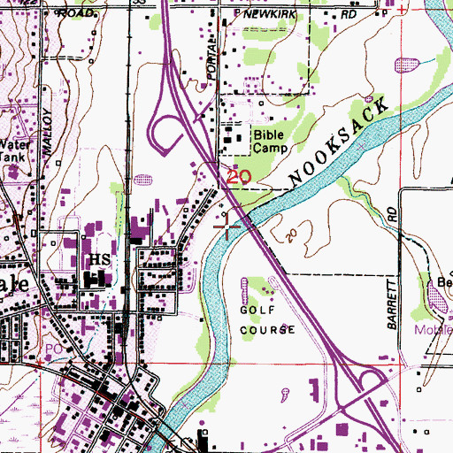 Topographic Map of Nooksack River Bridge, WA