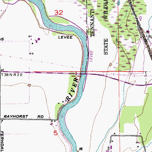 Topographic Map of Slater Road Bridge, WA