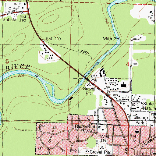 Topographic Map of Calawah River Bridge, WA