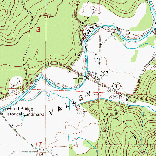 Topographic Map of Grays River Bridge, WA