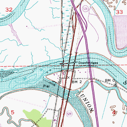 Topographic Map of Steamboat Slough Bridge, WA