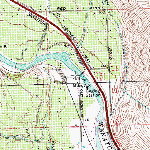 Topographic Map of West Monitor Bridge, WA