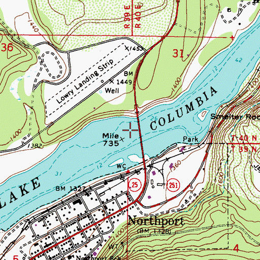 Topographic Map of Columbia River Bridge, WA