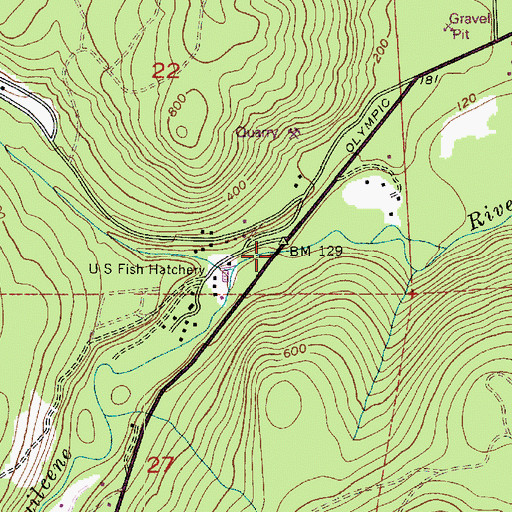 Topographic Map of Big Quilcene River Bridge, WA