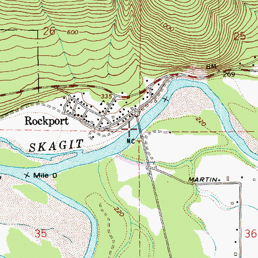 Topographic Map of Concrete Sauk Valley Road Bridge, WA