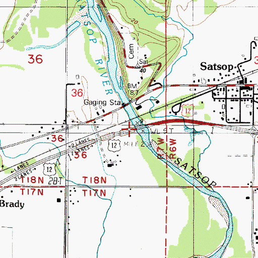 Topographic Map of Satsop River Bridge, WA