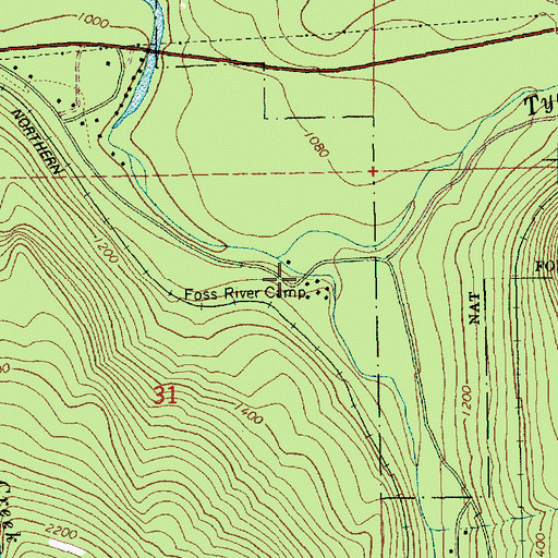 Topographic Map of Foss River Road Bridge, WA