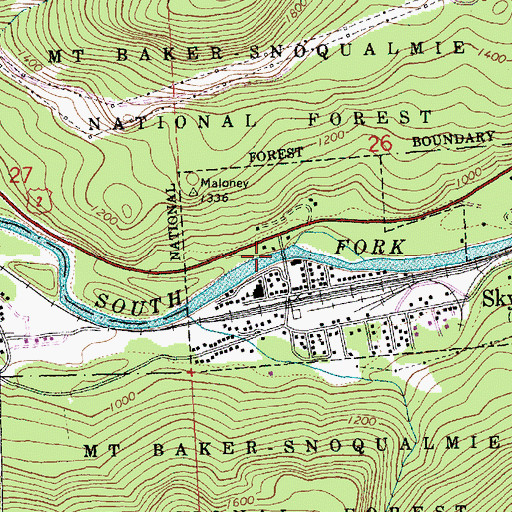 Topographic Map of South Fork Skykomish River Bridge, WA