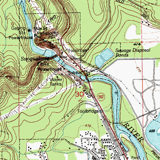Topographic Map of Snoqualmie River Bridge, WA