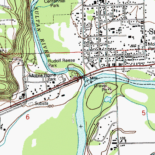 Topographic Map of Sultan River Bridge, WA