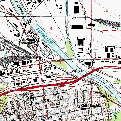 Topographic Map of Puyallup Avenue Bridge Puyallup Avenue, WA