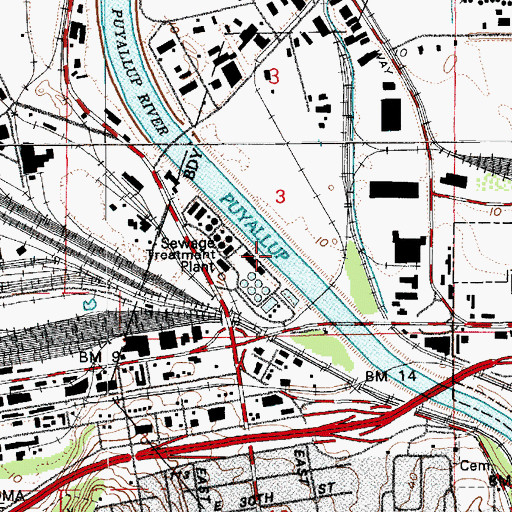 Topographic Map of Puyallup Avenue Bridge State Highway 509, WA