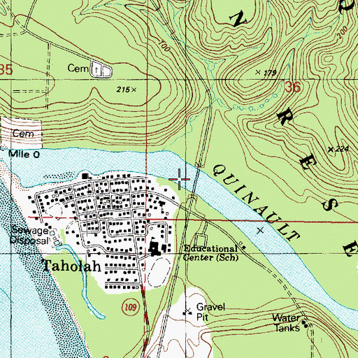 Topographic Map of Quinault Road Bridge, WA
