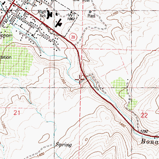 Topographic Map of Bonaparte Creek Bridge, WA