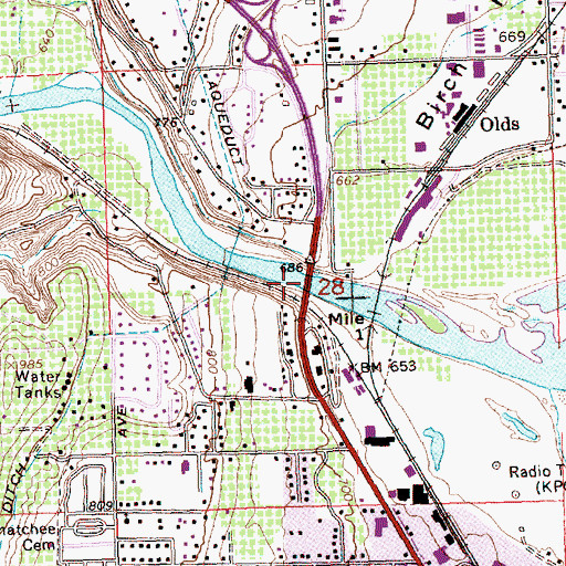 Topographic Map of Wenatchee River Bridge, WA
