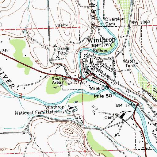 Topographic Map of Methow River Bridge, WA