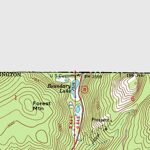 Topographic Map of Metalline Falls Port of Entry, WA