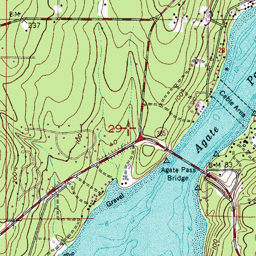 Topographic Map of Agate Pass Park and Ride West, WA