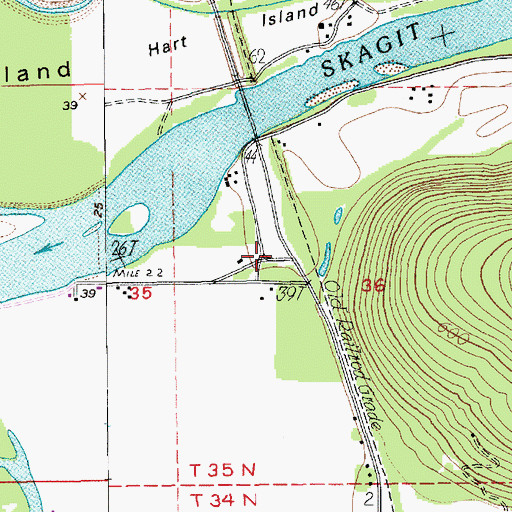 Topographic Map of Sedro - Woolley South Park and Ride, WA