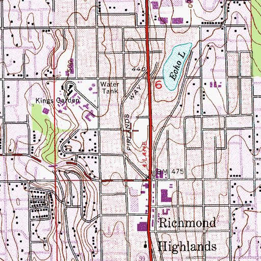 Topographic Map of Shoreline Park and Ride, WA