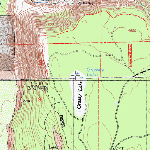 Topographic Map of Grassy Lake, CA